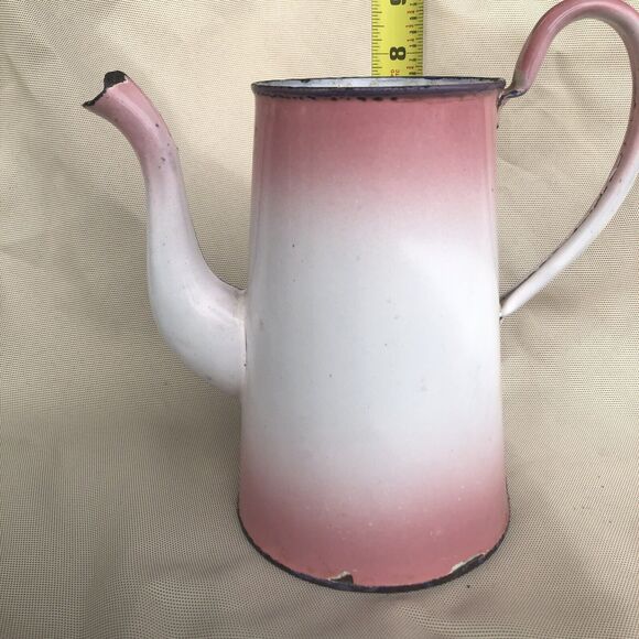 Vintage ENAMELED COFFEE POT  Pink 3 Piece CUTE!! - Picture 12 of 15